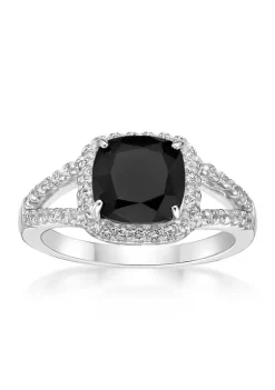 Coupon 👏 2 1/2 ct. t.w. Black Onyx and 1.15 ct. t.w. White Topaz Ring in Sterling Silver by Belk & Co. ⭐
