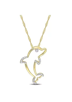 Best deal ❤️ Diamond Accent Dolphin Pendant with Chain in 10K Yellow Gold by Belk & Co. 🛒