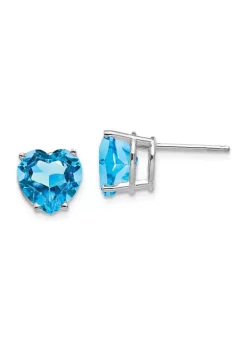 Discount 😉 4.4 ct. t.w. Blue Topaz 8mm Heart Earrings in 14K White Gold by Belk & Co. 🤩