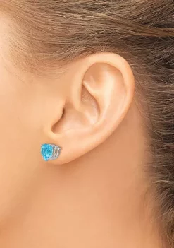 Discount 😉 4.4 ct. t.w. Blue Topaz 8mm Heart Earrings in 14K White Gold by Belk & Co. 🤩 -DealsBelk & Co. Store Belk 29834