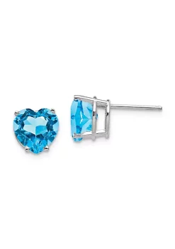 Discount 😉 4.4 ct. t.w. Blue Topaz 8mm Heart Earrings in 14K White Gold by Belk & Co. 🤩 -DealsBelk & Co. Store Belk 29836