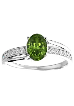 New 💯 1 1/2cttw Oval Shape Peridot and Diamond Ring In Sterling Silver by Belk & Co. 😍