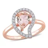 Wholesale 👏 Pear Shape Morganite and White Topaz Open Teardrop Ring in Rose Plated Sterling Silver by Belk & Co. 🎁
