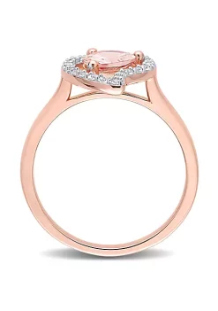 Wholesale 👏 Pear Shape Morganite and White Topaz Open Teardrop Ring in Rose Plated Sterling Silver by Belk & Co. 🎁 -DealsBelk & Co. Store Belk 29852