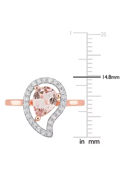 Wholesale 👏 Pear Shape Morganite and White Topaz Open Teardrop Ring in Rose Plated Sterling Silver by Belk & Co. 🎁 -DealsBelk & Co. Store Belk 29853