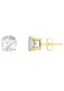 Buy 🌟 14K Yellow Gold 7mm Round White Topaz Stud Earrings by Belk & Co. 😍