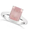Best Pirce 🤩 Sterling Silver 10x8mm Emerald Cut Rose Quartz Solitaire Ring by Belk & Co. 🤩