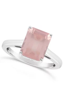Best Pirce 🤩 Sterling Silver 10x8mm Emerald Cut Rose Quartz Solitaire Ring by Belk & Co. 🤩 -DealsBelk & Co. Store Belk 29878