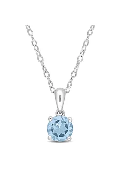 Budget 🌟 1 ct. t.g.w. Sky Blue Topaz Solitaire Pendant with Chain in Sterling Silver by Belk & Co. 🛒