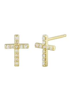 Best reviews of 👍 1/8 ct. t.w. Diamond Cross Earrings in 10k Yellow Gold by Belk & Co. 🔥