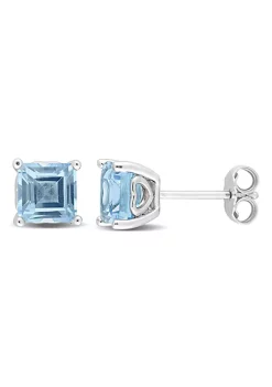Hot Sale 😍 2.75 CT TGW Square Blue Topaz - Sky Earrings in Sterling Silver by Belk & Co. 🎁 -DealsBelk & Co. Store Belk 29906