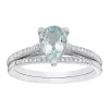 Discount 😉 3/4 ct. t.w. Aquamarine and 1/8 ct. t.w. Diamond Bridal Set Ring in 10K White Gold by Belk & Co. ✨