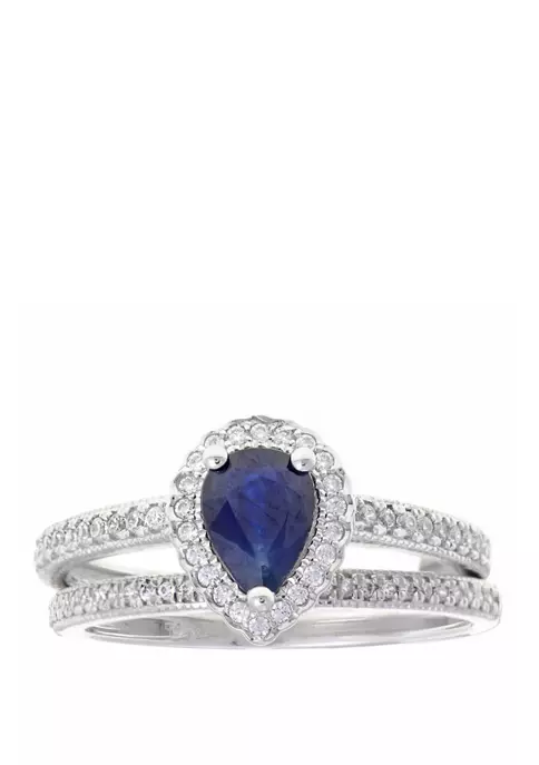 New 🥰 7/8 ct. t. w. Sapphire and 1/4 ct. t.w. Diamond Ring in 10K White Gold by Belk & Co. ⭐ 1 New 🥰 7/8 ct. t. w. Sapphire and 1/4 ct. t.w. Diamond Ring in 10K White Gold by Belk & Co. ⭐