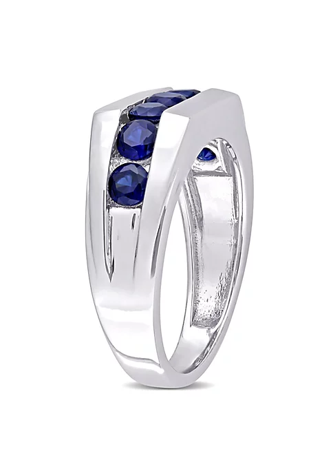 New ❤️ Lab Created Created Blue Sapphire Channel Set Men's Ring in Sterling Silver by Belk & Co. 🥰 2 New ❤️ Lab Created Created Blue Sapphire Channel Set Men's Ring in Sterling Silver by Belk & Co. 🥰 - Image 2
