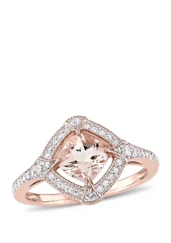 Brand new 😍 1 1/8 ct. t.w. Morganite, Created White Sapphire and 1/6 ct. t.w. Diamond Halo Ring in 10k Rose Gold by Belk & Co. 🤩