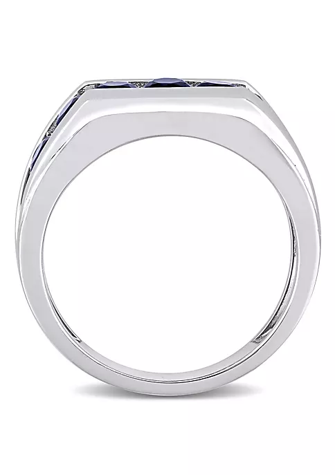 New ❤️ Lab Created Created Blue Sapphire Channel Set Men's Ring in Sterling Silver by Belk & Co. 🥰 3 New ❤️ Lab Created Created Blue Sapphire Channel Set Men's Ring in Sterling Silver by Belk & Co. 🥰 - Image 3