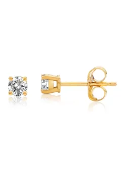 Budget 🛒 1/4 ct. t.w. Lab Created Diamond IGI Certified Solitaire Stud Earrings in 14K Yellow Gold by Belk & Co. ✨