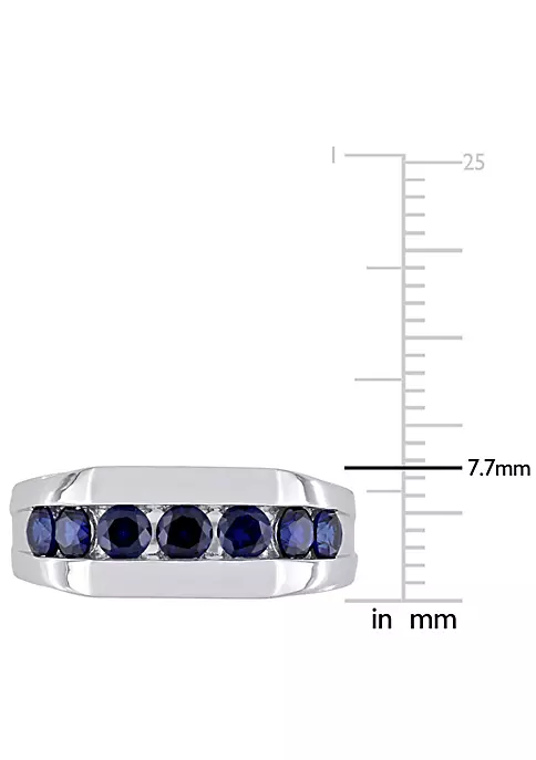 New ❤️ Lab Created Created Blue Sapphire Channel Set Men's Ring in Sterling Silver by Belk & Co. 🥰 4 New ❤️ Lab Created Created Blue Sapphire Channel Set Men's Ring in Sterling Silver by Belk & Co. 🥰 - Image 4