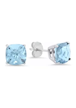 Deals 🌟 4.3 ct. t.w. Aquamarine Cushion-Cut Stud Earrings in Sterling Silver by Belk & Co. 🧨