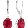 Best Sale 🌟 14K White Gold Oval Created Ruby Dangle Earrings by Belk & Co. 😉