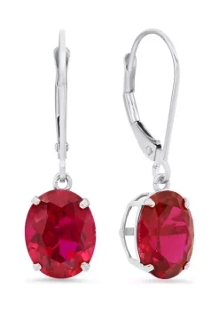 Best Sale ๐ 14K White Gold Oval Created Ruby Dangle Earrings by Belk & Co. ๐