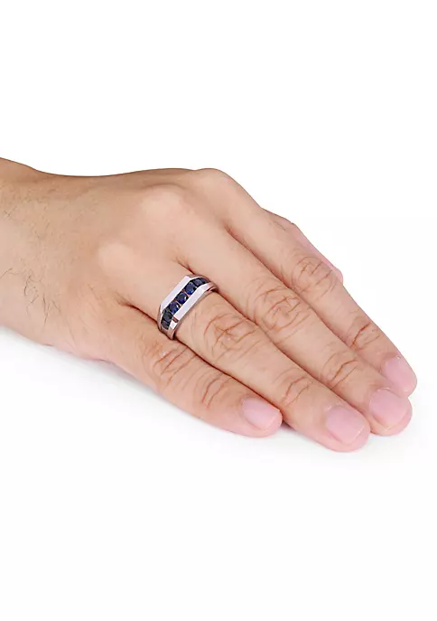 New ❤️ Lab Created Created Blue Sapphire Channel Set Men's Ring in Sterling Silver by Belk & Co. 🥰 5 New ❤️ Lab Created Created Blue Sapphire Channel Set Men's Ring in Sterling Silver by Belk & Co. 🥰 - Image 5