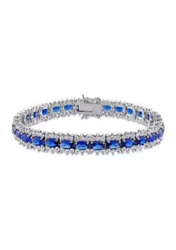 Discount โค๏ธ Lab Created 28.53 ct. t.g.w. Created Blue and White Sapphire Tennis Bracelet in Sterling Silver by Belk & Co. ๐คฉ