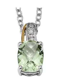 Budget ⭐ 1.91 ct. t.w. Green Quartz and 1/10 ct. t.w. Diamond 17-Inch Necklace in Sterling Silver and 14K Gold Accent by Belk & Co. 🤩 -DealsBelk & Co. Store Belk 29994