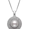 Top 10 🔔 9-10 Millimeter Cultured Freshwater Pearl and Lab-Created Sapphire Pendant with 18 Inch Box Chain in Sterling Silver by Belk & Co. 🔥