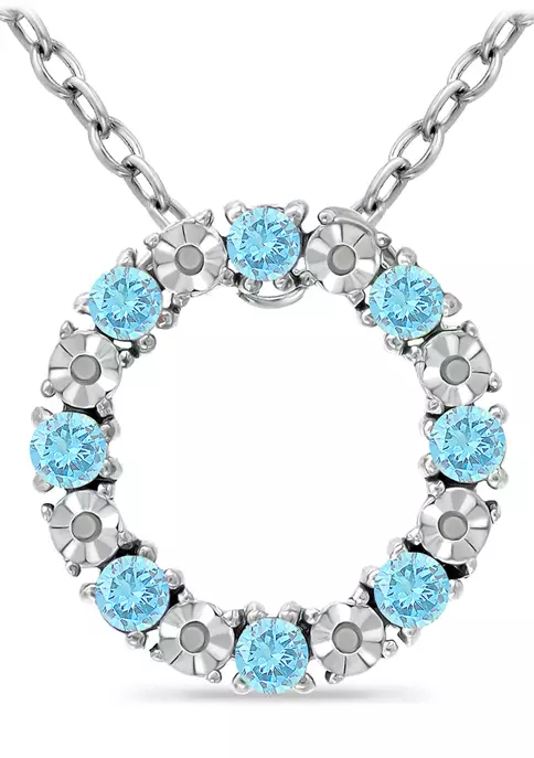 Coupon 😉 7/8 ct. t.w. Blue Topaz and Diamond Circle Necklace, Sterling Silver by Belk & Co. 😉 5 Coupon 😉 7/8 ct. t.w. Blue Topaz and Diamond Circle Necklace, Sterling Silver by Belk & Co. 😉 - Image 5