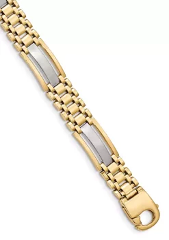Deals ๐ Mens 14K Two-tone Gold Polished and Satin 8.75 Inch Link Bracelet by Belk & Co. ๐คฉ