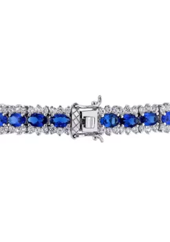 Discount ❤️ Lab Created 28.53 ct. t.g.w. Created Blue and White Sapphire Tennis Bracelet in Sterling Silver by Belk & Co. 🤩 -DealsBelk & Co. Store Belk 3001