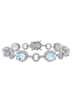 New ✔️ 17.5 ct. t.g.w. Sky Blue Topaz and 1.5 ct. t.w. Diamond Bracelet in 14K White Gold by Belk & Co. 🎁