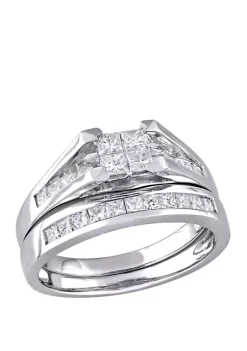 Best Pirce 😍 2 Piece 1 ct. t.w. Diamond Princess Cut Bridal Set in 14k White Gold by Belk & Co. 👏
