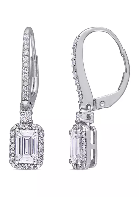 Outlet ๐ 1.25 ct. t.w. Lab Created Moissanite and 1/4 ct. t.w. Diamond Emerald-Cut Halo Earring in 10k White Gold by Belk & Co. ๐ 1 Outlet ๐ 1.25 ct. t.w. Lab Created Moissanite and 1/4 ct. t.w. Diamond Emerald-Cut Halo Earring in 10k White Gold by Belk & Co. ๐