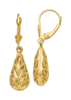 Brand new 😍 14K Yellow Gold Polished and Diamond-Cut Dangle Leverback Earrings by Belk & Co. ✔️ -DealsBelk & Co. Store Belk 30046