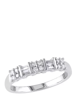 New ๐ 1/4 ct. t.w. Baguette and Round Diamond Anniversary Band in 10k White Gold by Belk & Co. ๐