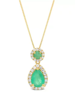 Cheap ⌛ 3/4 ct. t.w. Emerald and 1/6 ct. t.w. Diamond Pendant Necklace by Belk & Co. 👍