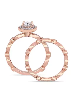Cheapest ⌛ 1.5 ct. t.w. Lab Created Moissanite Halo Infinity Bridal Ring Set in 10K Rose Gold by Belk & Co. 😍 -DealsBelk & Co. Store Belk 3007