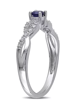 Brand new 😀 Lab Created 1/10 CT TW Diamond and Created Blue Sapphire Infinity Ring in Sterling Silver by Belk & Co. 🤩 -DealsBelk & Co. Store Belk 30077