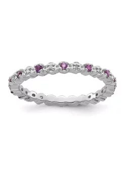 Cheapest 🔥 1/4 ct. t.w. Amethyst and 0.04 ct. t.w. Diamond Stackable Expressions Ring in Sterling Silver by Belk & Co. 🎉