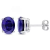 Promo 🌟 Lab Created 5.88 CT TGW Oval Created Blue Sapphire Stud Earrings in Sterling Silver by Belk & Co. 🎉