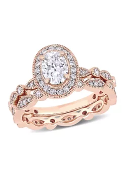 Cheapest ⌛ 1.5 ct. t.w. Lab Created Moissanite Halo Infinity Bridal Ring Set in 10K Rose Gold by Belk & Co. 😍 -DealsBelk & Co. Store Belk 3010