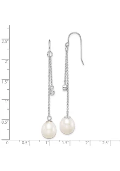 Outlet 😍 Sterling Silver Rhodium-plated 9-10mm Rice Freshwater Cultured Pearl Cubic Zirconia Dangle Earrings by Belk & Co. 🌟 -DealsBelk & Co. Store Belk 30113