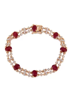 Buy ๐ 8.37 ct. t.w. Ruby and 3/8 ct. t.w. Diamond Station Bracelet in 14k Rose Gold by Belk & Co. โญ