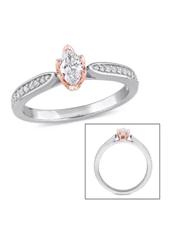 New 🛒 1/2 ct. t.w. Diamond Marquise Cut Engagement Ring in 14K Two-Tone White and Rose Gold by Belk & Co. ❤️