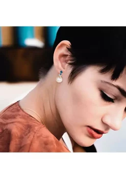 Best deal 🎁 14-14.5MM White South Sea Cultured Pearl and 2 ct. t.g.w. London & Sky Blue Topaz with 1/10 ct. t.w. Diamond Stud Earrings in 14K Yellow Gold by Belk & Co. 😀 -DealsBelk & Co. Store Belk 30143