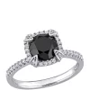 Coupon 🤩 2 ct. t.w. Black and White Diamond Halo Engagement Ring in 10K White Gold by Belk & Co. ❤️