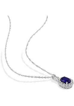 Cheap 🔔 Lab Created 2-Piece Set of 6 ct. t.g.w. Created Blue Sapphire, White Topaz and 1/10 ct. t.w. Diamond Vintage Pendant with Chain and Leverback Earrings in 14K White Gold by Belk & Co. 🔔 -DealsBelk & Co. Store Belk 30153