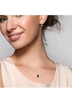 Cheap 🔔 Lab Created 2-Piece Set of 6 ct. t.g.w. Created Blue Sapphire, White Topaz and 1/10 ct. t.w. Diamond Vintage Pendant with Chain and Leverback Earrings in 14K White Gold by Belk & Co. 🔔 -DealsBelk & Co. Store Belk 30154